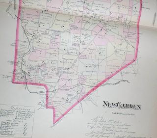 GARDEN TOWNSHIP CHESTER COUNTY 1883 MAP COLOR REAL ANTIQUE TOUGHKENAMON etc. 2