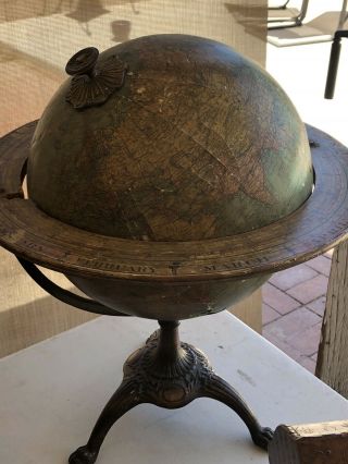 Antique Vintage Globe M Hendry Co.  12 " Terrestrial Globe