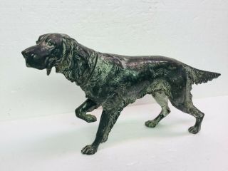 Jennings Brothers Cast Metal Setter Dog Statue,  English Irish 2591 Silver Plate 3