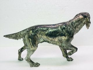 Jennings Brothers Cast Metal Setter Dog Statue,  English Irish 2591 Silver Plate 4