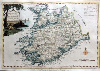 Ireland Munster Cork Waterford C1786 Antique Map By Thomas Conder