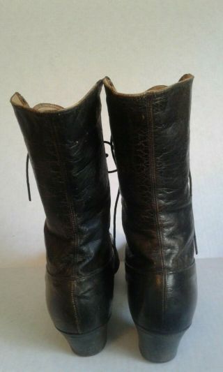 Antique Victorian Edwardian Ladies Black Lace Up Vintage Granny Shoes or Boots 4