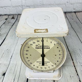 Vintage American Family Food Kitchen Scale 25 Pound lb Metal White 2