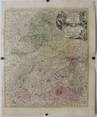 Bavaria Germany 1728 Johann Baptist Homann Antique Copper Engraved Map