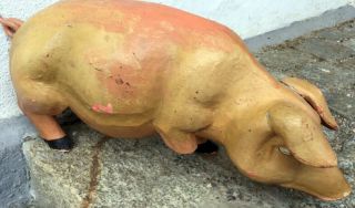 XXX RARE antique large wood /wooden carved Pig Store window display Figure 2