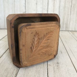 Antique Butter Mold Foliage Square Stamp Print