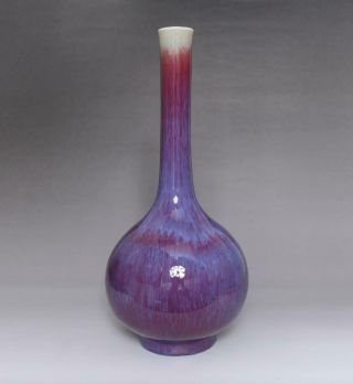 Very Rare Chinese Jun Red Glaze Vase With Kangxi Marked 34cm (e32)