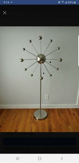 Mid Century Modern Floor Clock Mcm Chrome - Rare Sputnik Starburst Orbs