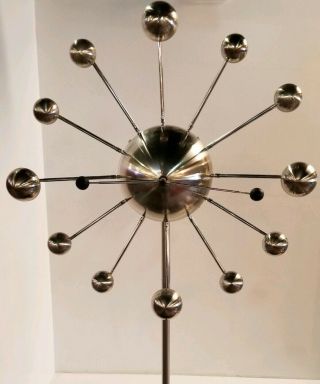 Mid Century Modern Floor Clock MCM Chrome - RARE Sputnik Starburst Orbs 2