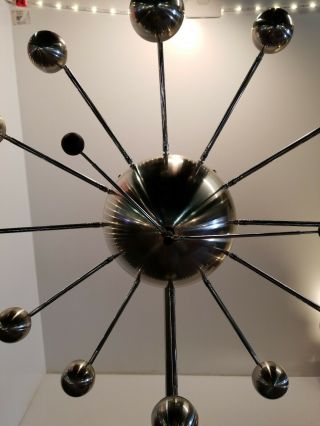 Mid Century Modern Floor Clock MCM Chrome - RARE Sputnik Starburst Orbs 3