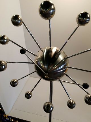 Mid Century Modern Floor Clock MCM Chrome - RARE Sputnik Starburst Orbs 5