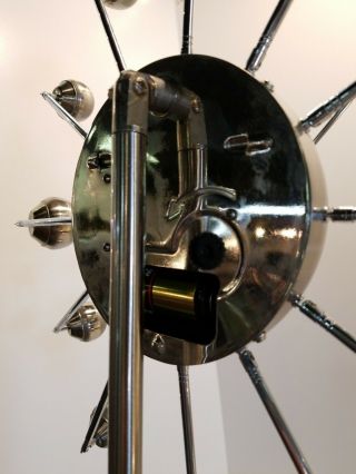 Mid Century Modern Floor Clock MCM Chrome - RARE Sputnik Starburst Orbs 6