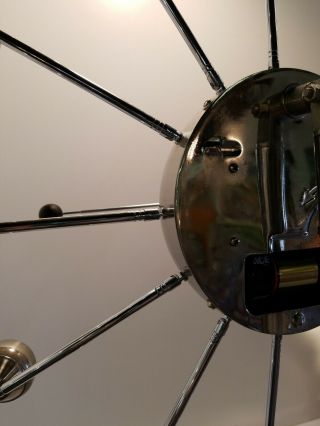 Mid Century Modern Floor Clock MCM Chrome - RARE Sputnik Starburst Orbs 7