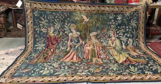 Auth: 19th C French Tapestry 6x8 Wool & Silk Beauty Gothic Revival ANTIQUE NR 7