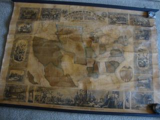 Rare Ensign Thayer Hand Colored Coast To Coast Wall Map Of The Us 1847