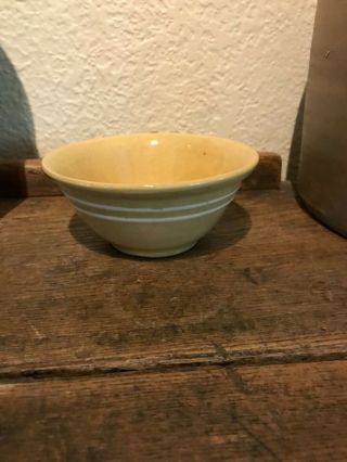 Very Small Early Yellow Ware Bowl With Two White Stripes