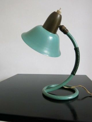 Vintage Mid Century Modernist 50s 60s French Turquoise Cocotte Desk Lamp 10