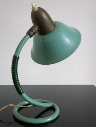 Vintage Mid Century Modernist 50s 60s French Turquoise Cocotte Desk Lamp 11