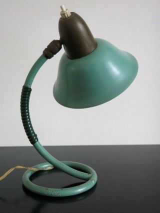 Vintage Mid Century Modernist 50s 60s French Turquoise Cocotte Desk Lamp