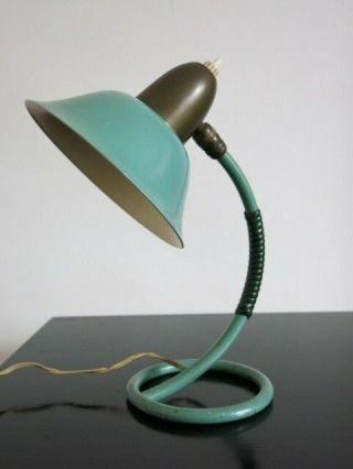 Vintage Mid Century Modernist 50s 60s French Turquoise Cocotte Desk Lamp 2