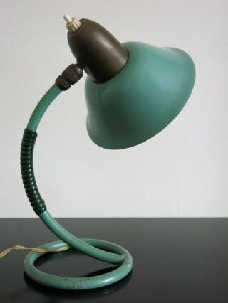Vintage Mid Century Modernist 50s 60s French Turquoise Cocotte Desk Lamp 3