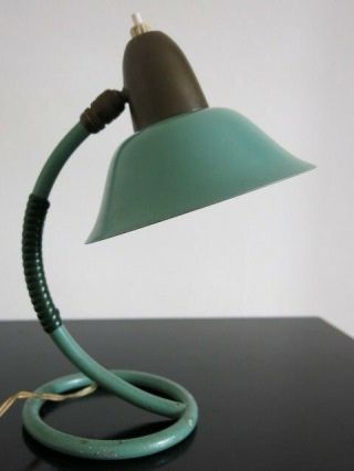 Vintage Mid Century Modernist 50s 60s French Turquoise Cocotte Desk Lamp 5