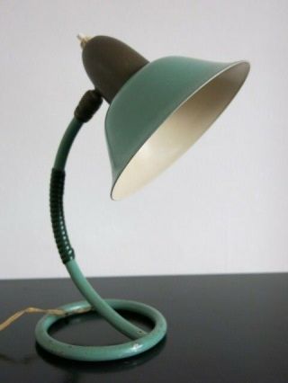 Vintage Mid Century Modernist 50s 60s French Turquoise Cocotte Desk Lamp 6