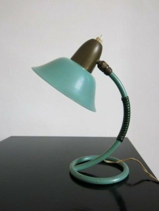 Vintage Mid Century Modernist 50s 60s French Turquoise Cocotte Desk Lamp 9