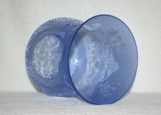 Large Blue Etched & Frosted Kerosene Oil Lamp Shade Globe - Sherwoods B&h