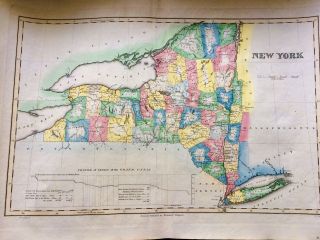 1824 Engraved Map Of York State Showing Incomplete Erie Canal And More So Fi