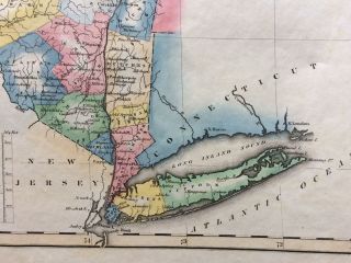 1824 ENGRAVED MAP OF York STATE SHOWING INCOMPLETE Erie Canal AND MORE SO FI 2