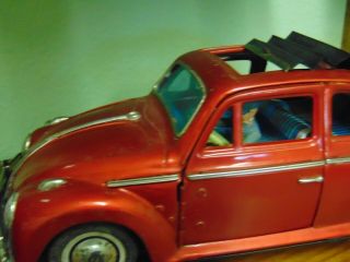 1960 ' S BANDAI VW VOLKSWAGEN ACCORDION CLOTH SUNROOF TIN TOY 3