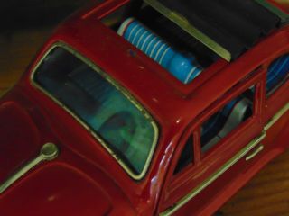 1960 ' S BANDAI VW VOLKSWAGEN ACCORDION CLOTH SUNROOF TIN TOY 5