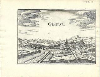 Antique Map,  Geneve / Geneva,  Switzerland