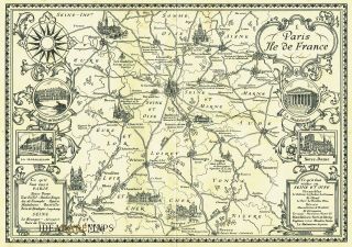 1930 Paris France Uncommon Pictorial Map - Antique Vintage Historic