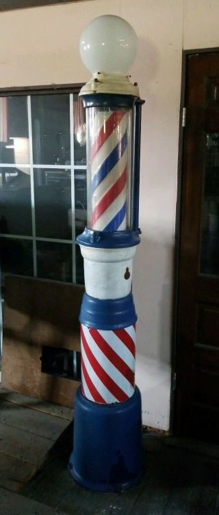Vintage Non - Reproduced Porcelain Barber Shop Pole By Beardsley Mfg Of Chicago