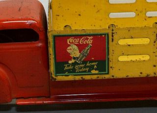 VINTAGE 1940 ' S Louis Marx Coca Cola Truck,  21 inches long,  and all 2