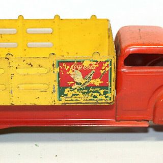 VINTAGE 1940 ' S Louis Marx Coca Cola Truck,  21 inches long,  and all 7
