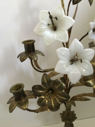 Antique Gilt Metal Floral Candelabra H 21” 9
