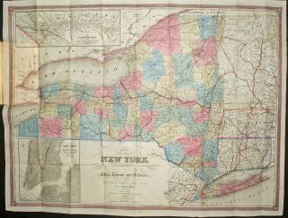 J.  Calvin Smith Colored Pocket Map York Manhattan Brooklyn 1851 Disturnell