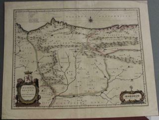 Asturias Leon & Castilla Spian 1652 Blaeu Rare Antique Copper Engraved City Map