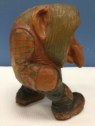 Vtg Mid Century Norwegian Otto Sveen Hand Carved Wooden Troll Gnome 4