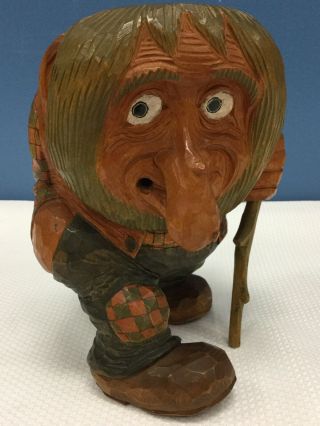Vtg Mid Century Norwegian Otto Sveen Hand Carved Wooden Troll Gnome 8