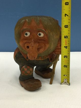 Vtg Mid Century Norwegian Otto Sveen Hand Carved Wooden Troll Gnome 9