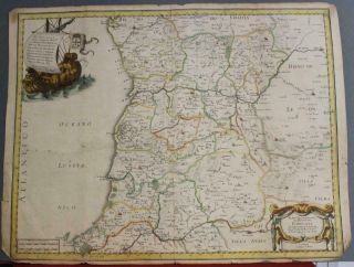 Northern Portugal 1654 Nicolas Sanson Unusual Antique Copper Engraved Map