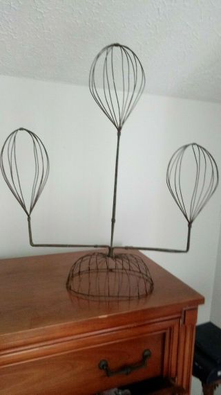 Antique Victorian Triple Hat Metal Wire Display Stand