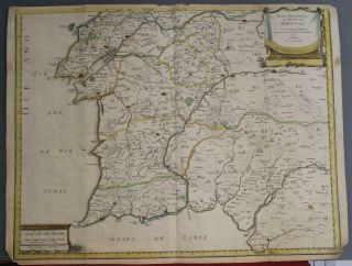 Southern Portugal 1654 Nicolas Sanson Unusual Antique Copper Engraved Map