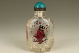 Antique Old Bodhidharma crystal inside Hand Painting buddha Statue Snuff Bottle 11