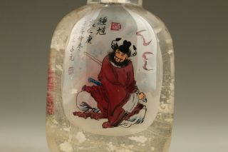 Antique Old Bodhidharma crystal inside Hand Painting buddha Statue Snuff Bottle 6