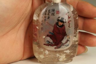 Antique Old Bodhidharma crystal inside Hand Painting buddha Statue Snuff Bottle 7